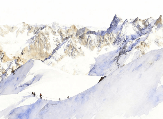 Papier peint alpinisme la cordée - Vallée blanche - Muralconcept