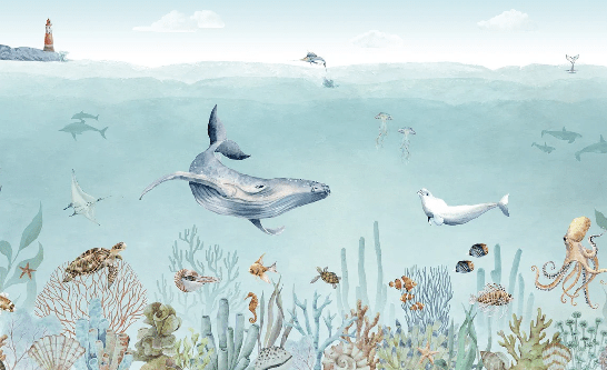 Papier peint panoramique vie marine, XXL, tendance