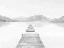 Papier peint  ponton sur le Lac d’Annecy - Monochrome beige - Muralconcept