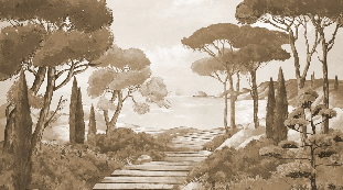 Papier peint balade dans les calanques monochrome