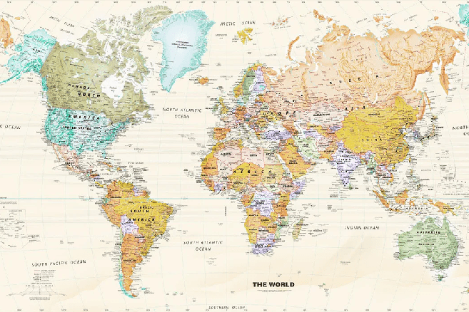 Papier peint original carte du monde - Muralconcept
