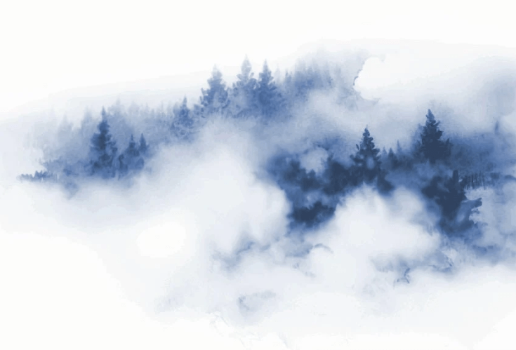 Papier peint brume des Cimes bleu