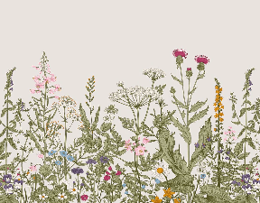 Papier peint fleur botanique folk romantique