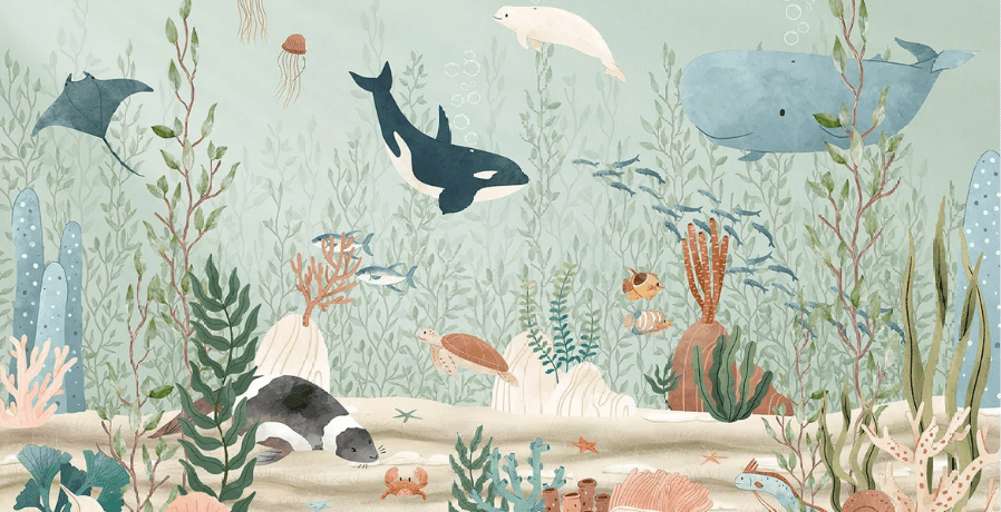 Papier peint bébé monde marin