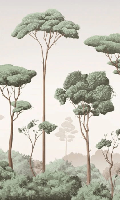 Papier peint brise légère pinède