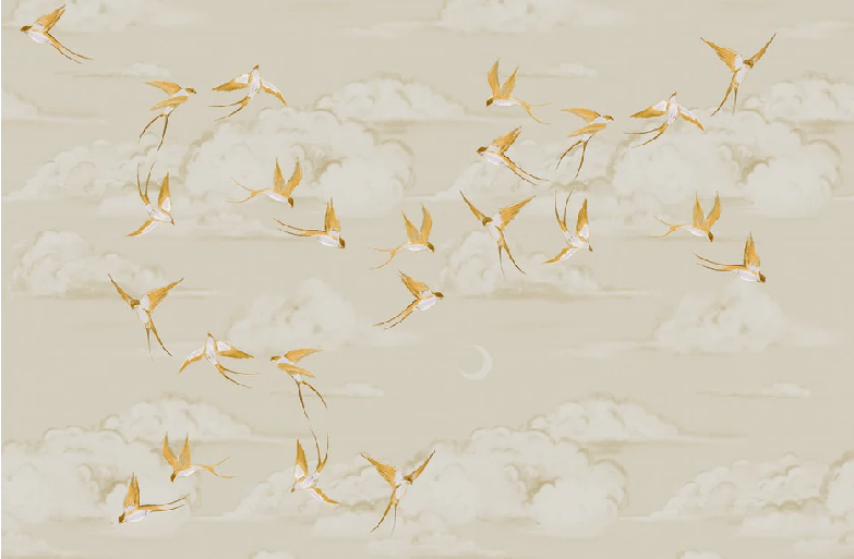 Papier peint bureau envol oiseau doré - Muralconcept