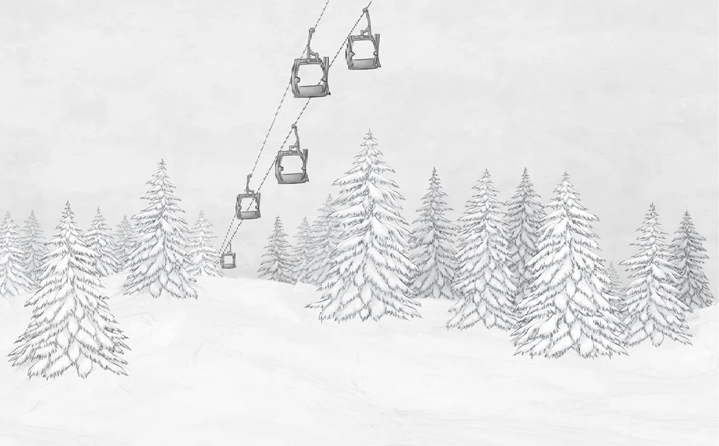 Papier peint montagne télécabine noir & blanc