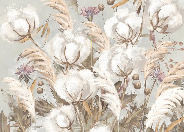 Papier peint panoramique fleur coton, XXL, tendance