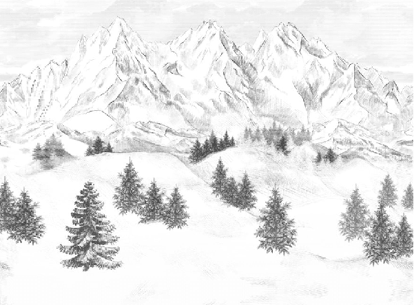 Papier peint montagne sommets de Chamonix - Muralconcept