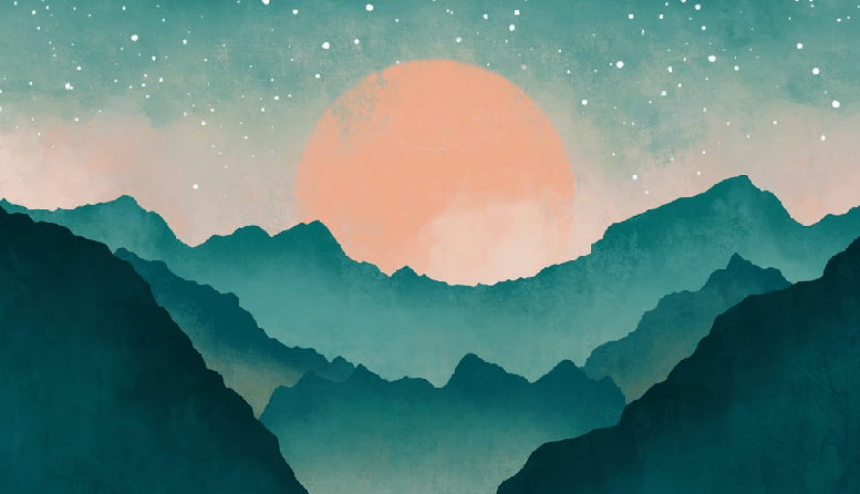 Papier peint sur mesure montagne brume turquoise - Muralconcept