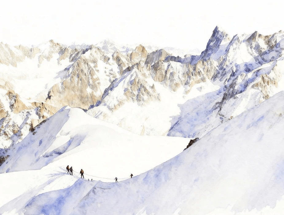 Papier peint alpinisme la cordée - Vallée blanche - Muralconcept