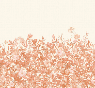 Papier peint fleurs au pinceau terracotta