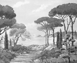 Papier peint balade dans les calanques noir et blanc - Muralconcept