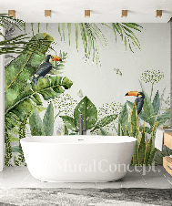 Papier peint salle de bain jungle oiseau exotique