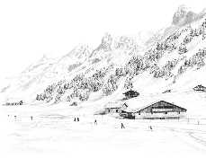 Papier peint Clusaz ski fond montagne Confins - Muralconcept