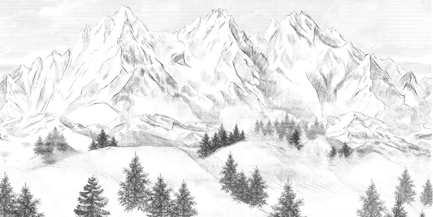 Papier peint montagne sommets de Chamonix, XXL, tendance