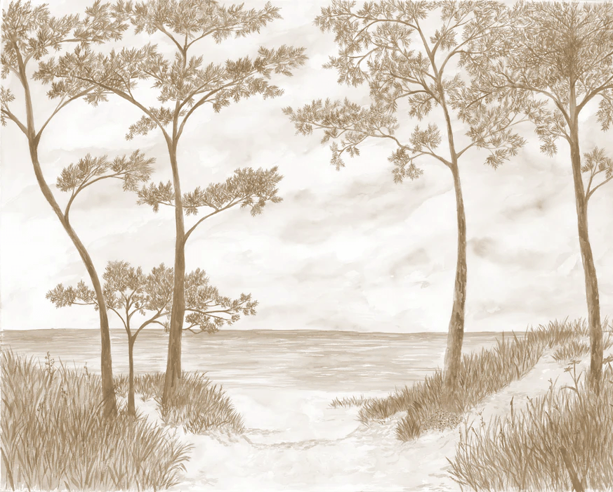 Papier peint Pins maritimes et dunes - Sépia - Muralconcept