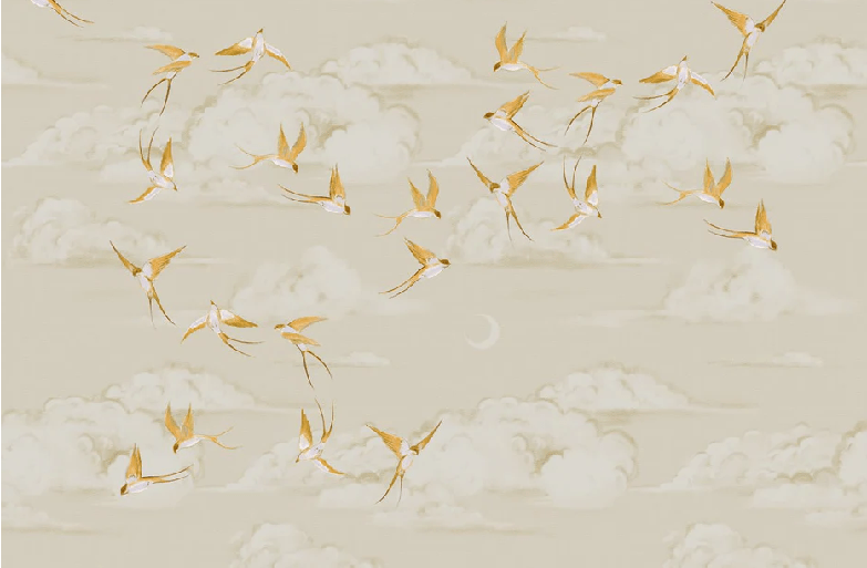 Papier peint bureau envol oiseau doré - Muralconcept