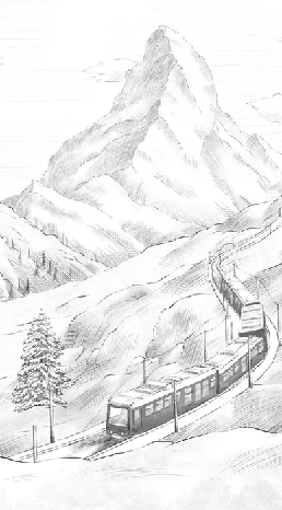 Papier peint panoramique Mont Cervin noir et blanc, XXL, tendance