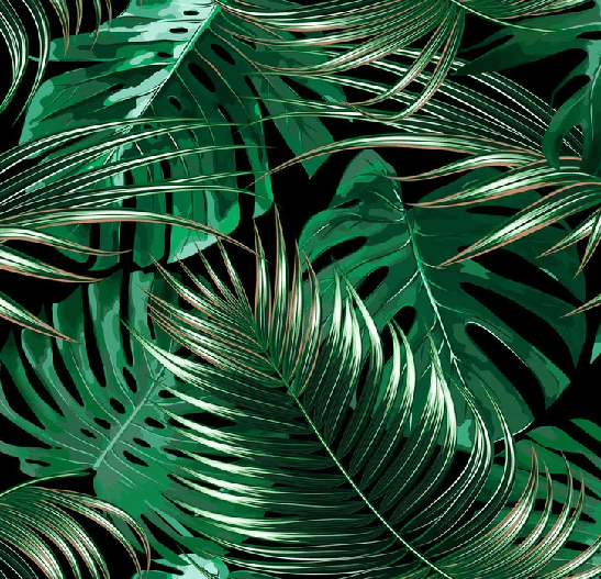 Papier peint intissé grandes feuilles vertes