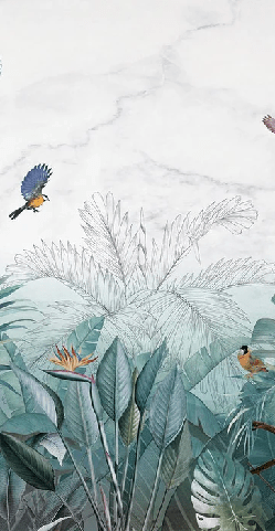 Blue marble jungle wallpaper, XXL, tendance