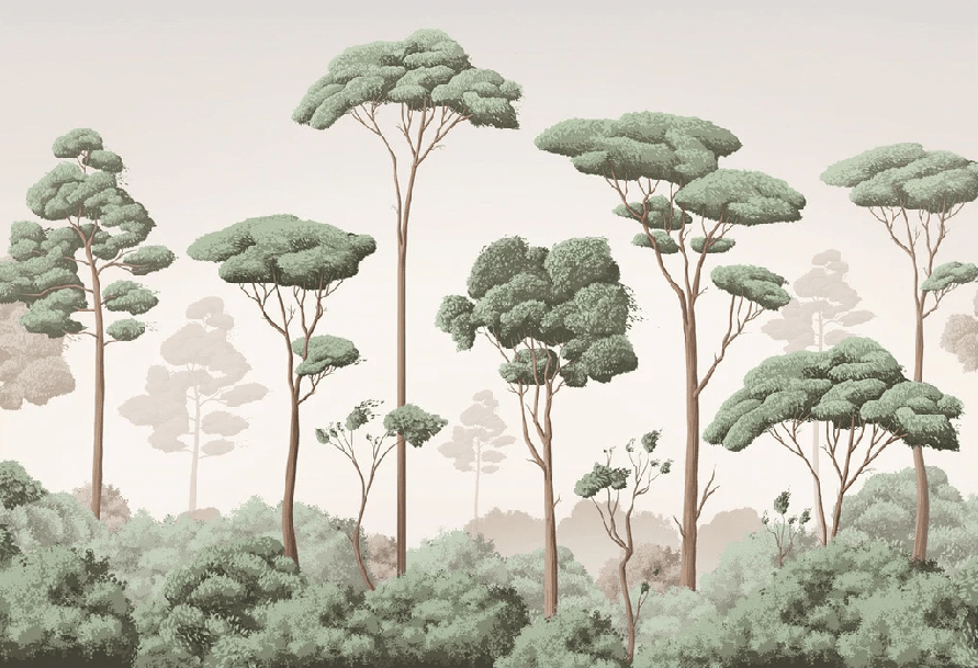 Papier peint brise légère pinède