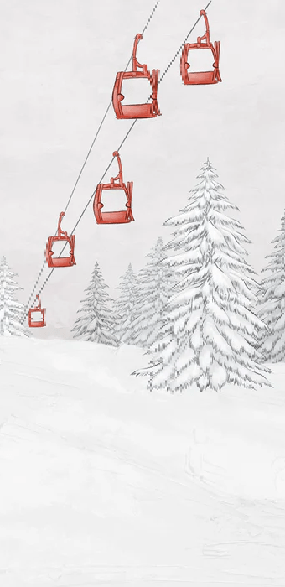 Papier peint montagne télécabine rouge
