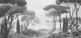 Papier peint balade dans les calanques noir et blanc - Muralconcept