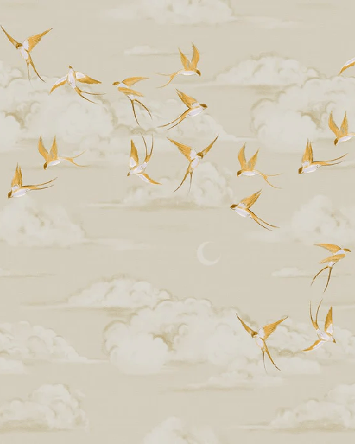 Papier peint bureau envol oiseau doré - Muralconcept