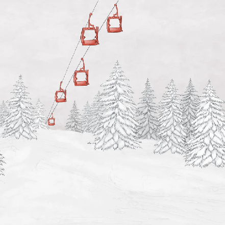 Papier peint montagne télécabine rouge