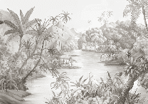 Papier peint panoramique jungle pittoresque - Muralconcept
