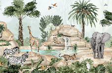 Papier peint enfant oasis animale, XXL, tendance