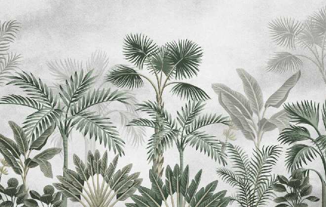 Papier peint jungle tendance arbres exotiques - Muralconcept