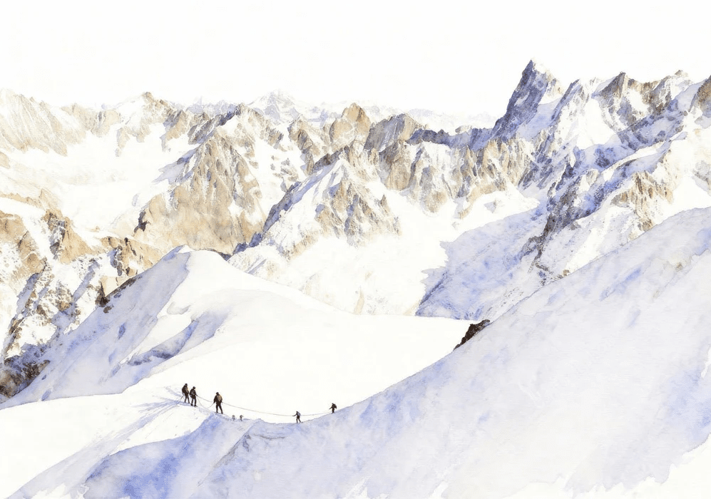 Papier peint alpinisme la cordée - Vallée blanche - Muralconcept