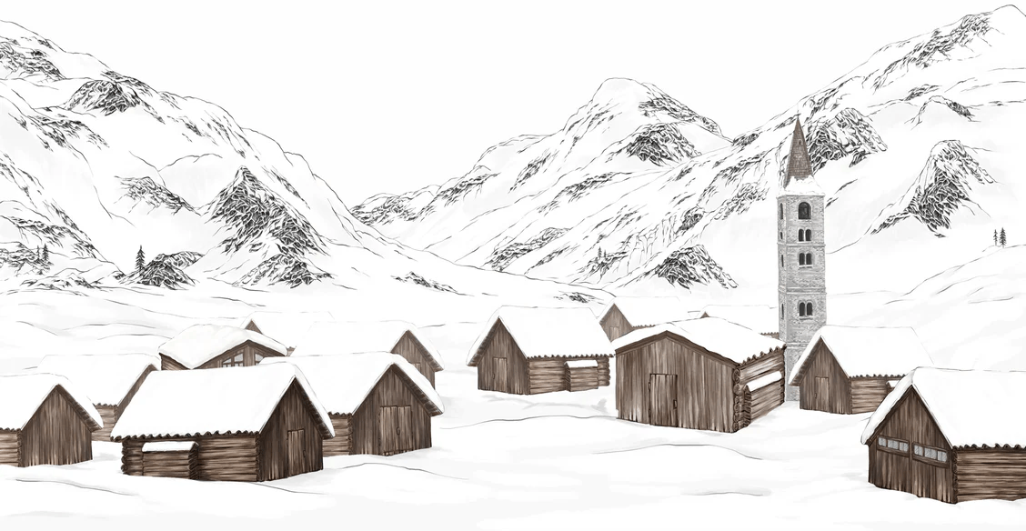 Papier peint village val d'Isère, XXL, tendance