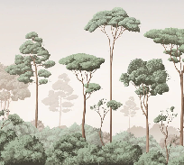 Papier peint brise légère pinède - Muralconcept