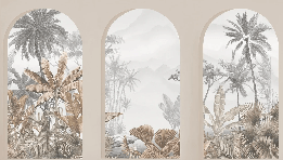 Papier peint arches tropicales sépia