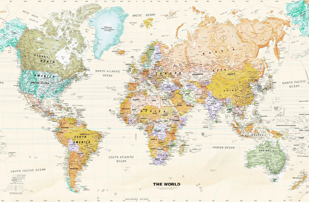 Papier peint original carte du monde - Muralconcept
