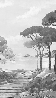 Papier peint balade dans les calanques noir et blanc