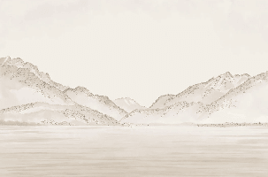 Papier peint lac Annecy sépia - Relief Pointillé - Muralconcept