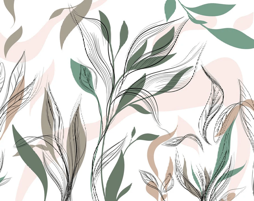 Papier peint panoramique fleur graphique - Muralconcept