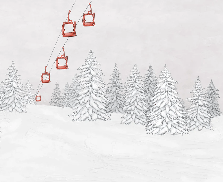 Papier peint montagne télécabine rouge - Muralconcept