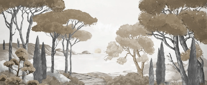 Papier peint balade dans les calanques brun