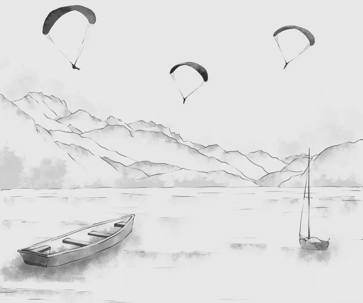 Papier peint Annecy - cimes & art en monochrome - Muralconcept