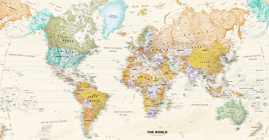 Papier peint original carte du monde - Muralconcept