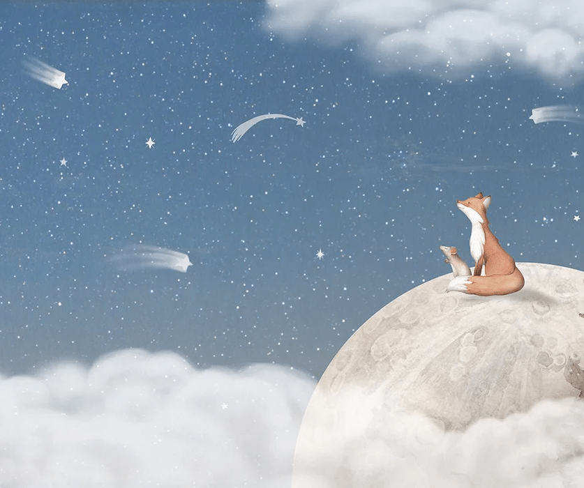 Papier peint bébé nuit apaisante bleu