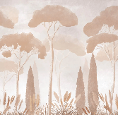 Papier peint sépia cyprès pins - Muralconcept