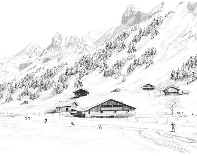 Papier peint Clusaz ski fond montagne Confins - Muralconcept