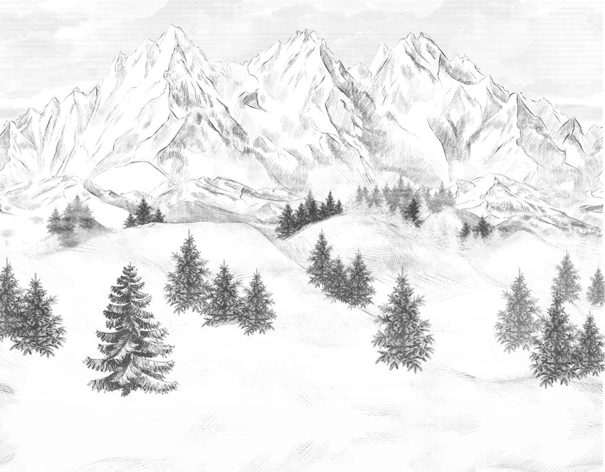 Papier peint montagne sommets de Chamonix - Muralconcept