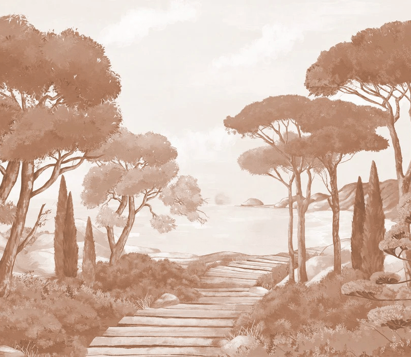 Papier peint balade dans les calanques terracotta, XXL, tendance